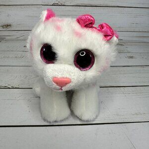Ty Beanie Boo‎ Purcella The Cat 6" Plush Toy With Pink Bow & Sparkly Eyes